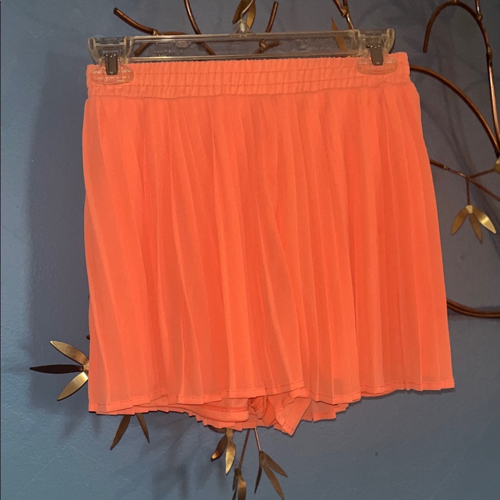 Vibrant Orange Pleated Skirt